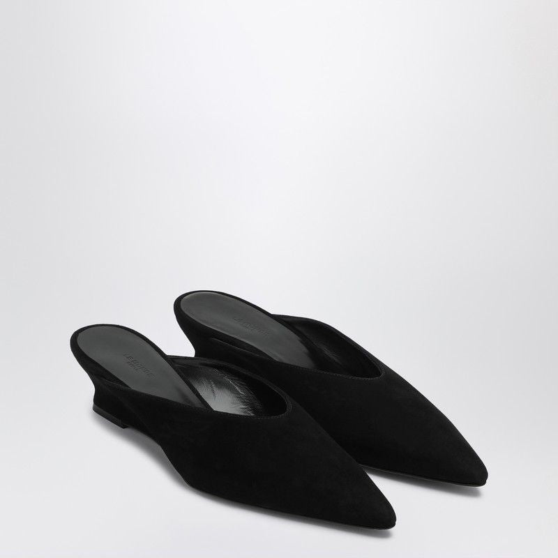 Le Monde Beryl Le Monde Béryl Black Wedge Mule In Suede