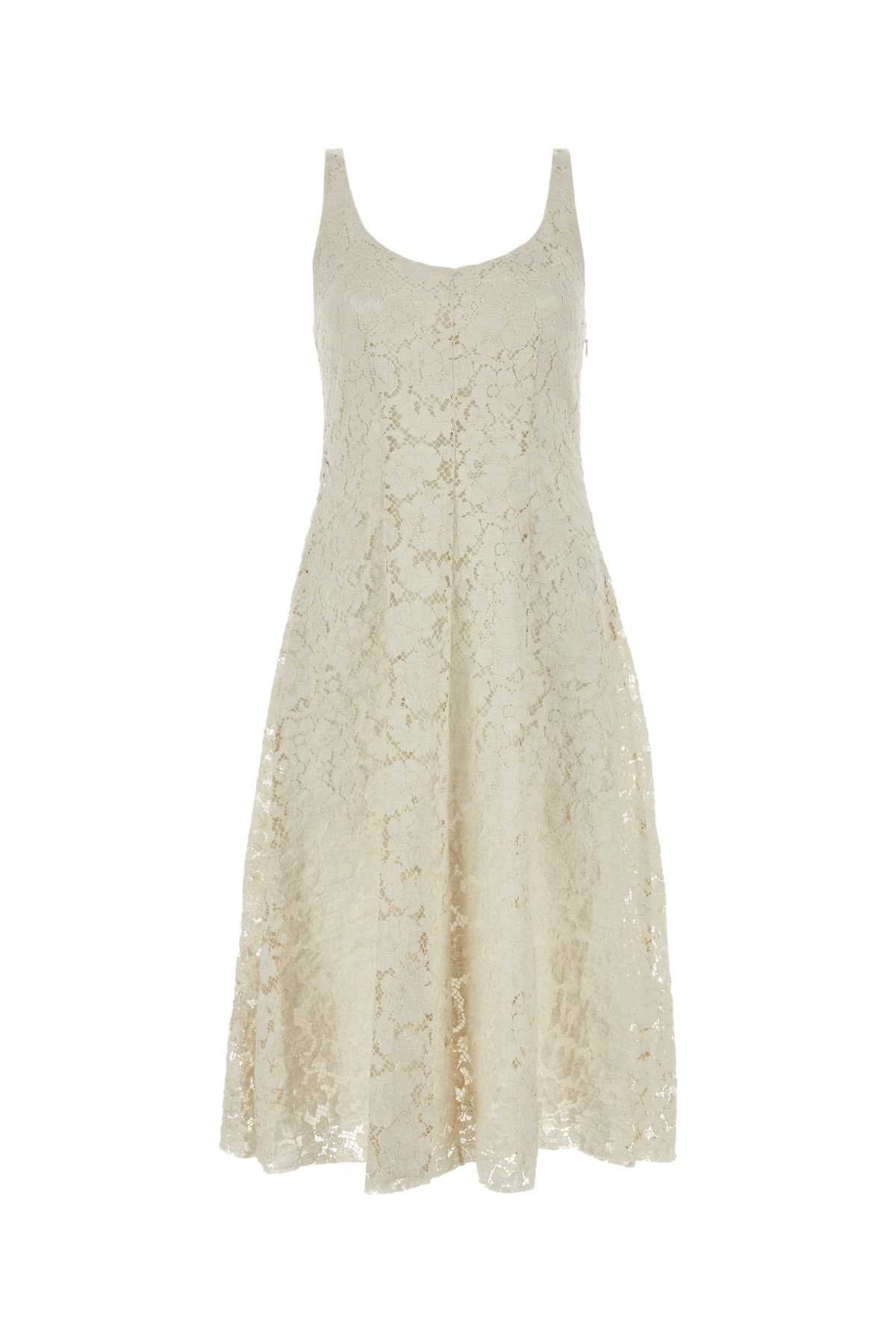Prada Lace Overlay A-line Silhouette Midi Dress