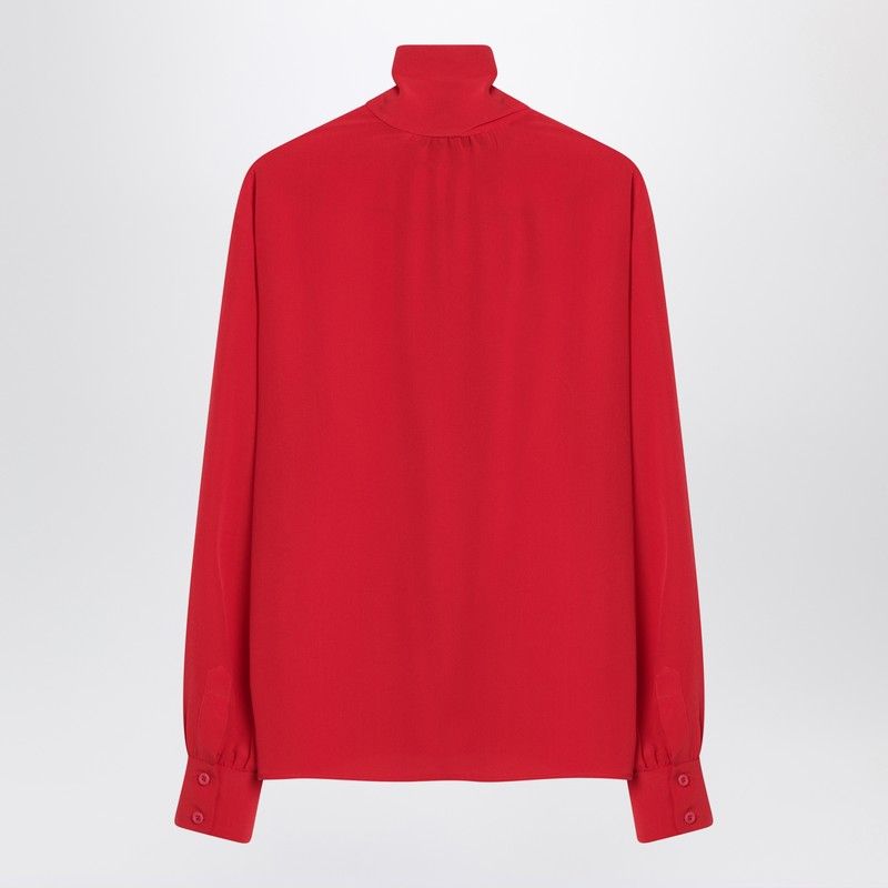 Prada Marocaine Offset Button Silk Top With Scarf