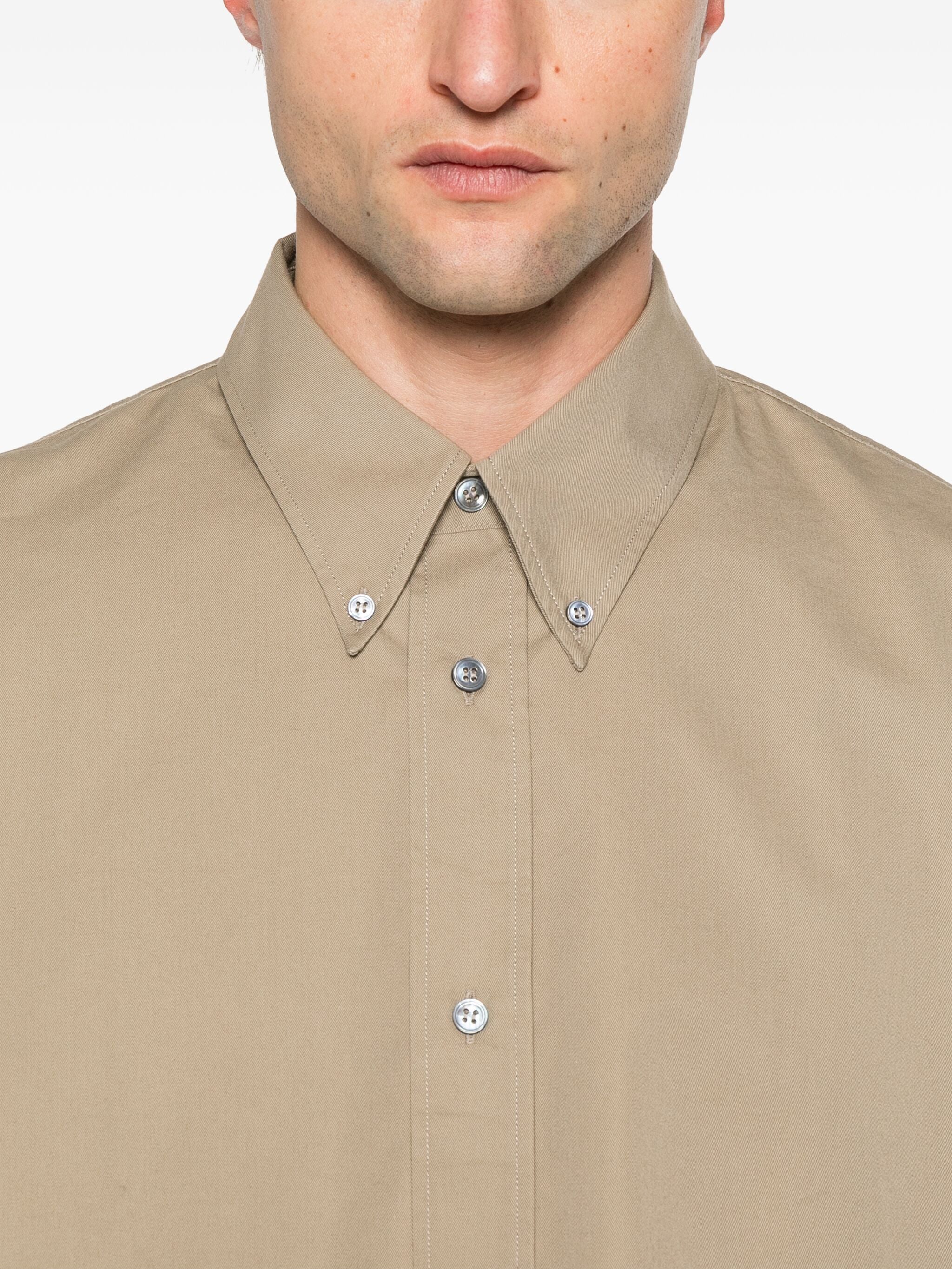 Studio Nicholson Collared Shirt With Long Sleeves And Back Yoke In Brown