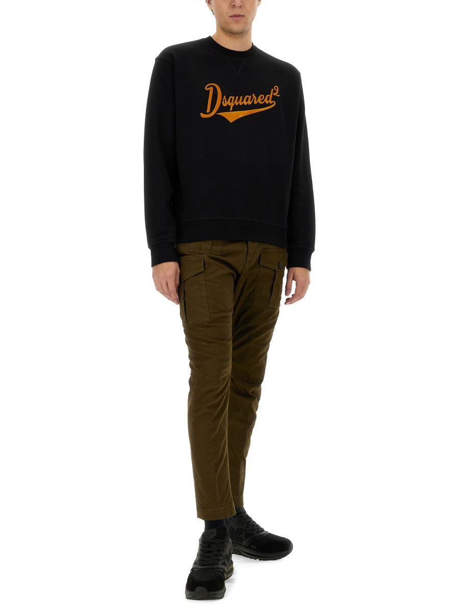 Dsquared2 Olive Cotton Blend Cargo Trousers In Green