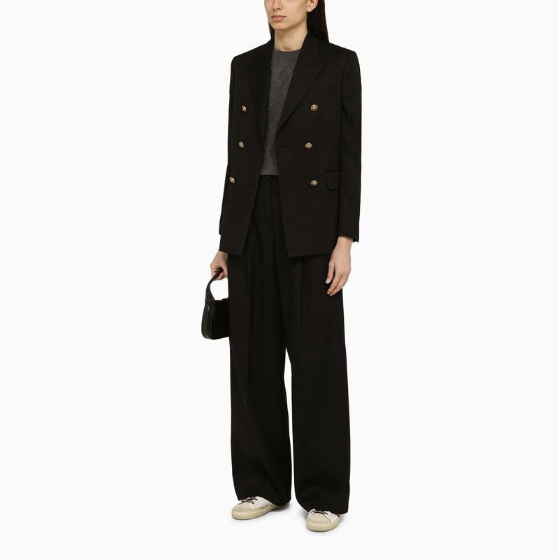 Golden Goose Wool Wide-leg Trousers In Black