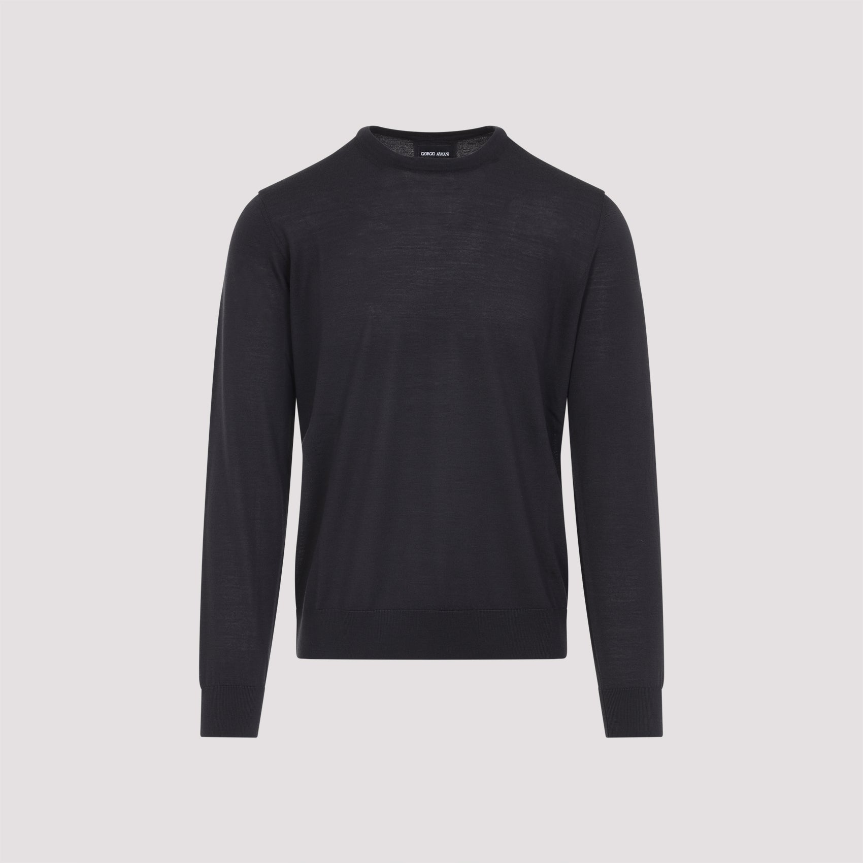 Giorgio Armani Crew Neck Sweater In Virgin Wool In Black