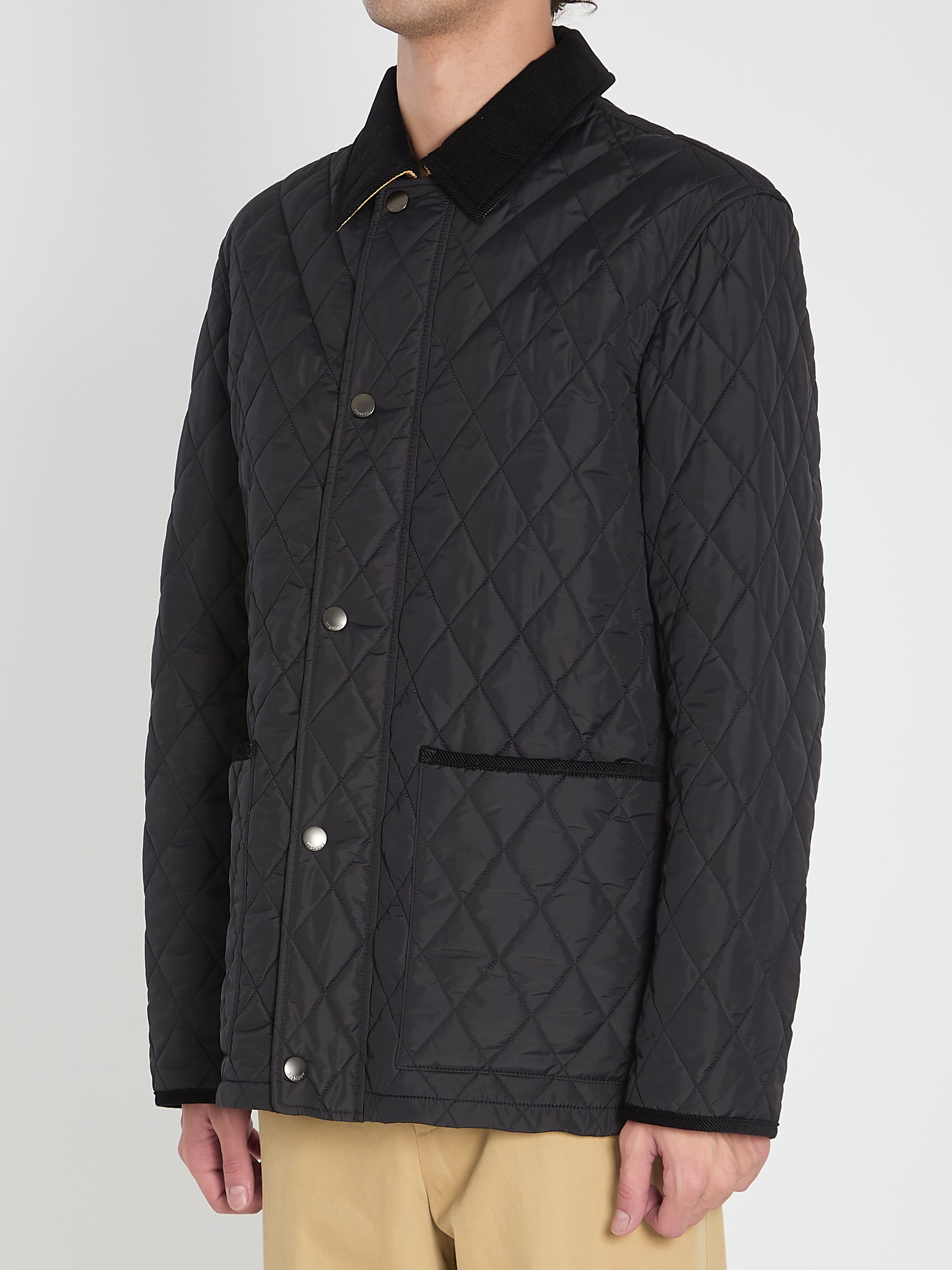 Burberry Corduroy-trimmed Quilted Nylon Barn Jacket In Black