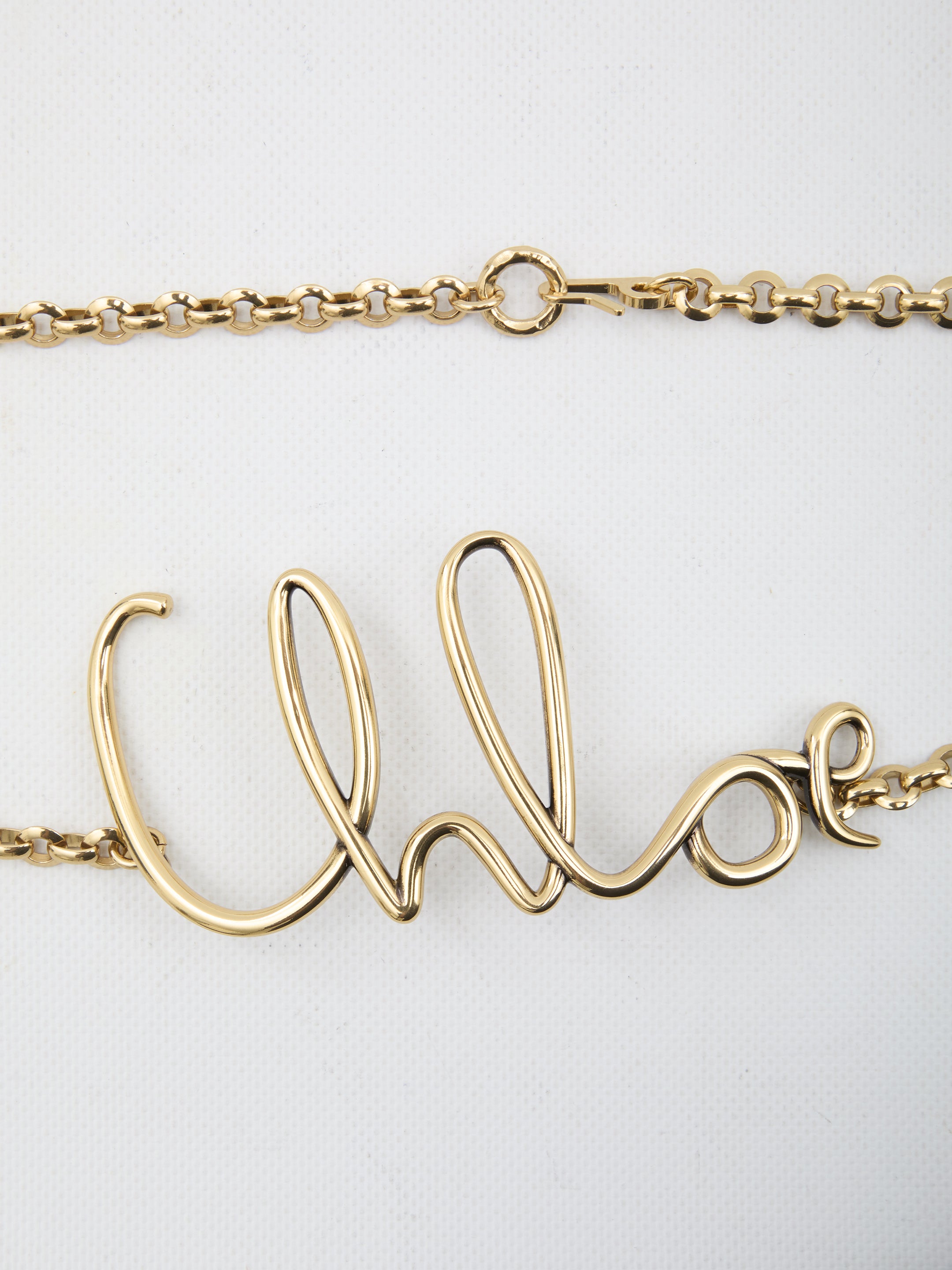 Chloé Iconic Logo Lettering Chain Belt In Gold