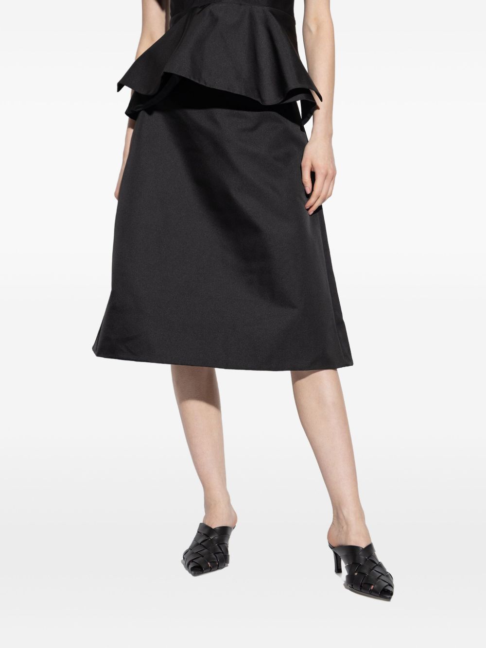 Alexander Mcqueen Ruffled Satin Skirt In Black