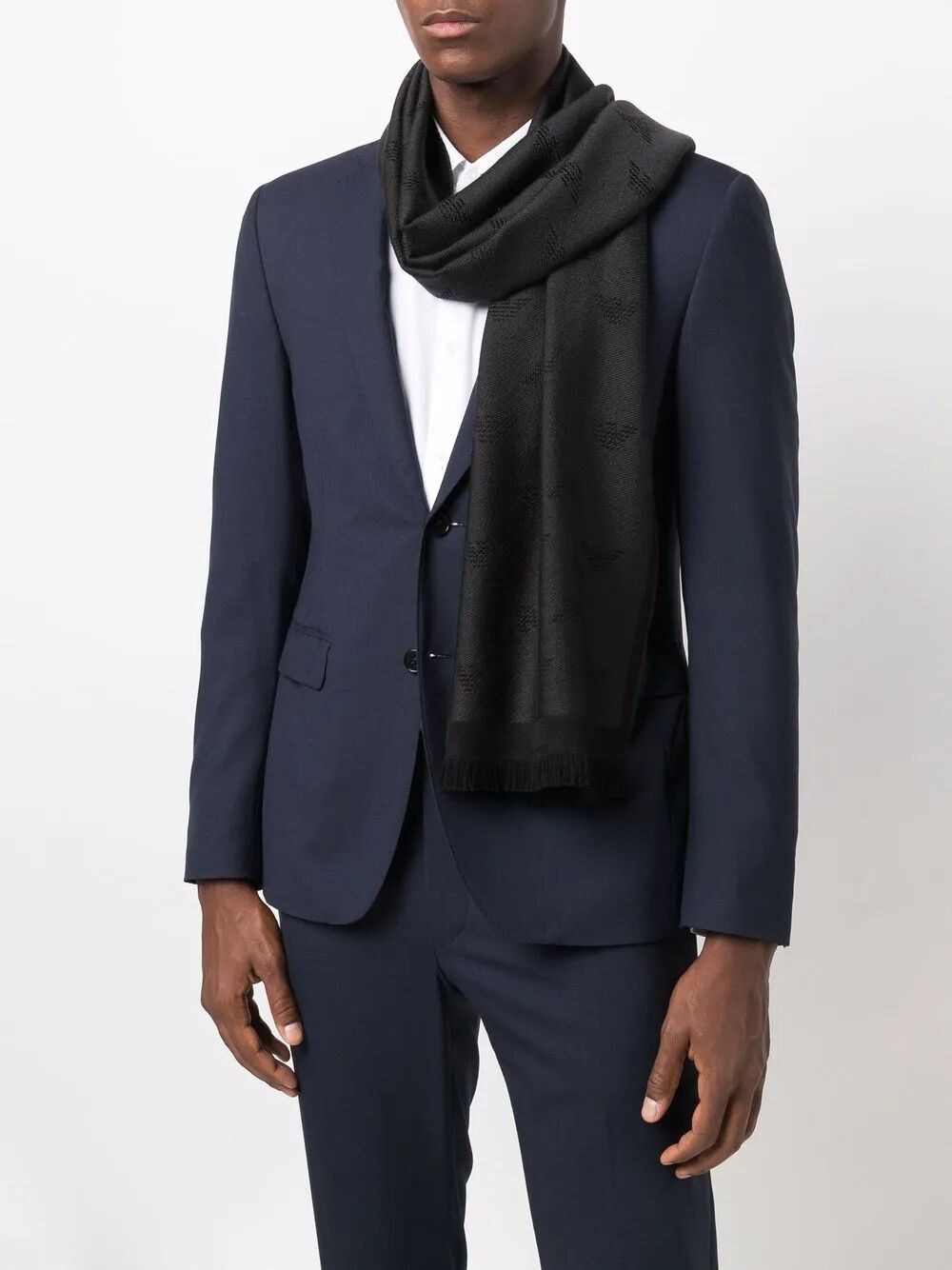 Emporio Armani Allover Logo Wool Scarf