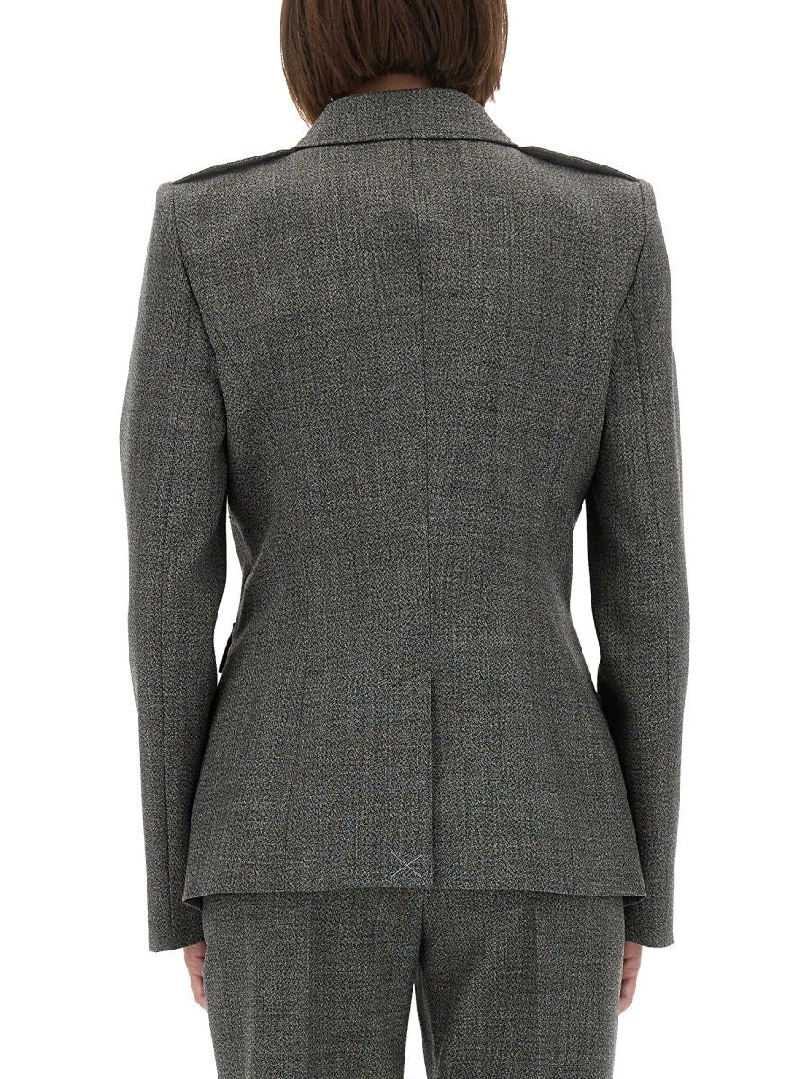 Alexander Mcqueen Fitted Grey Wool Jacket With Structured Silhouette In Gray