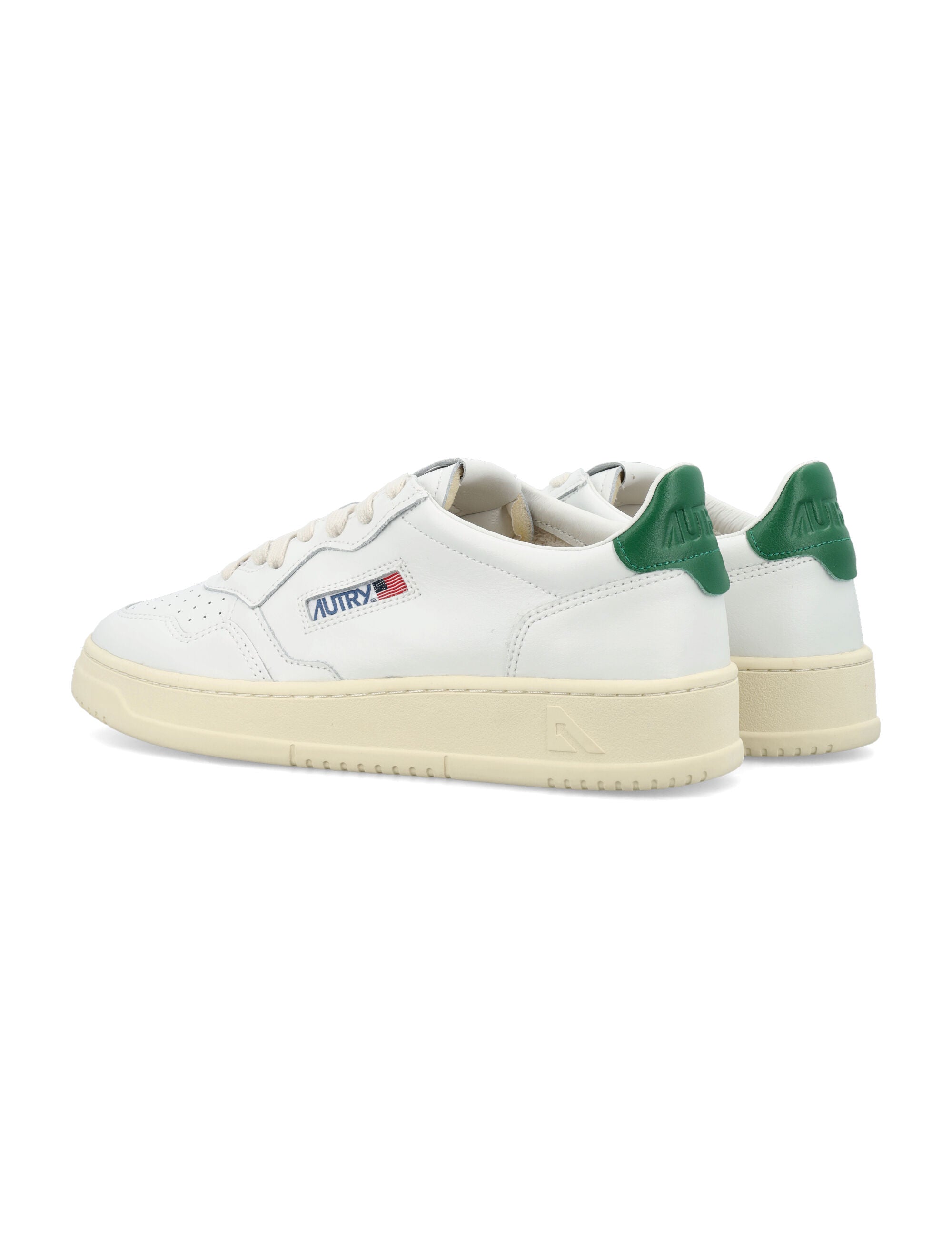 Autry Low-top Leather Sneakers With Perforated Upper And Contrasting Sole In White