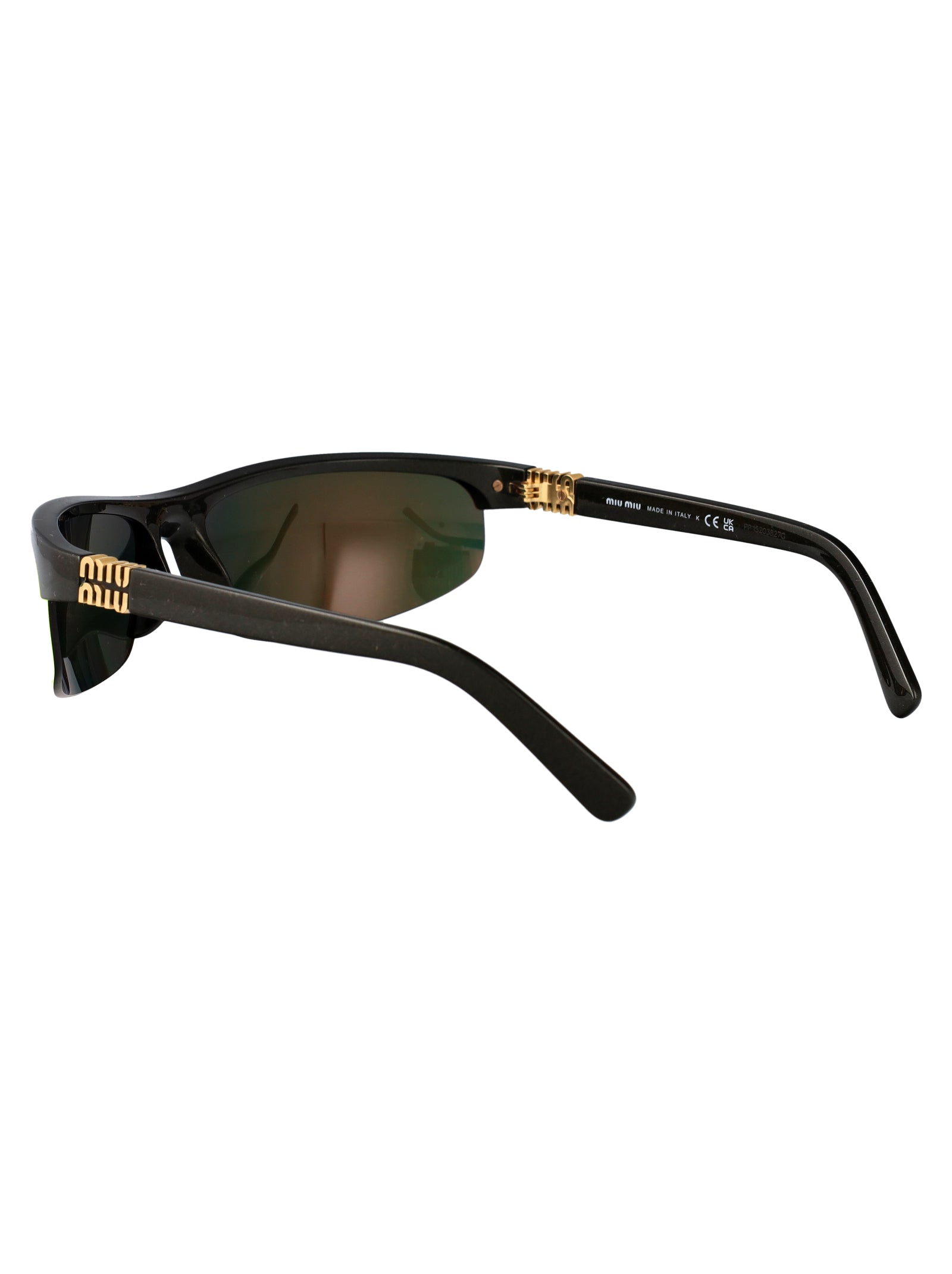 Miu Miu Kaki Metal Acetate Sunglasses In Black