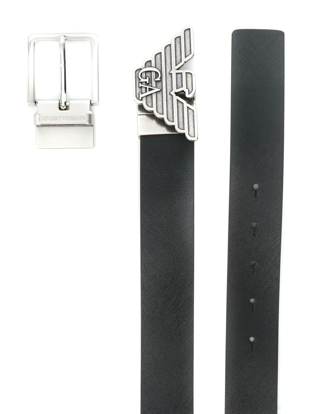 Emporio Armani Gift Box With Reversible Belt In Saffiano Leather And Interchangeable Buckle In Black