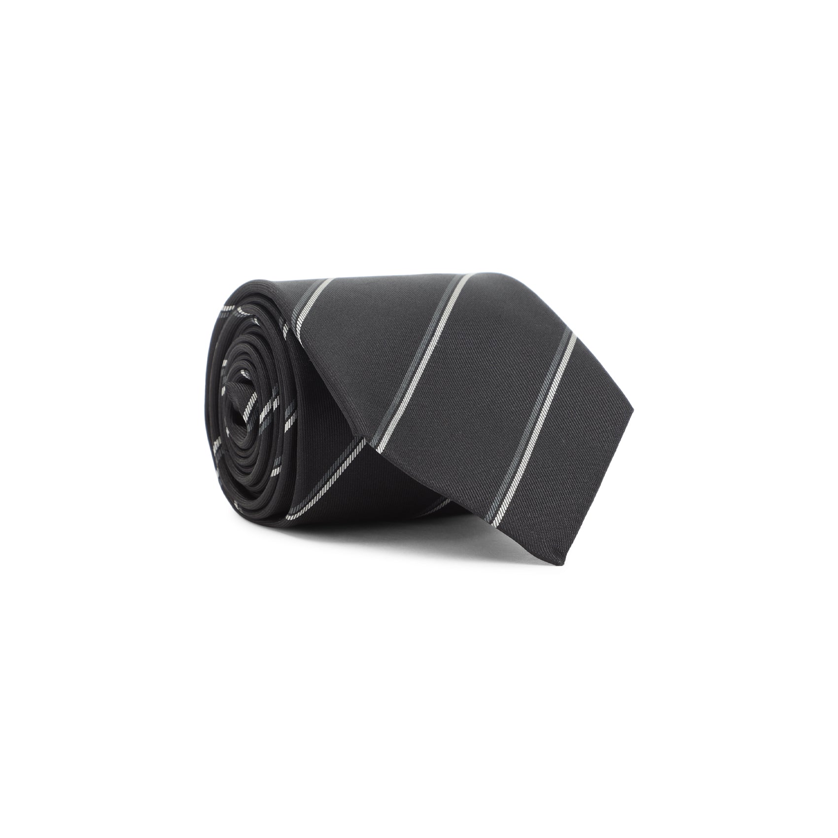 Saint Laurent Silk Tie Striped Chain Loop In Black
