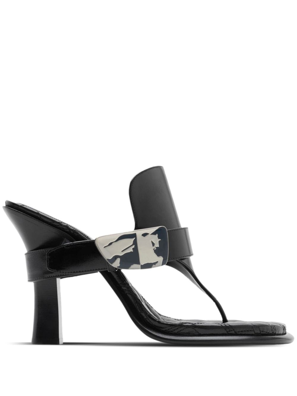 Burberry Black Leather Bay Thong Mules In Black