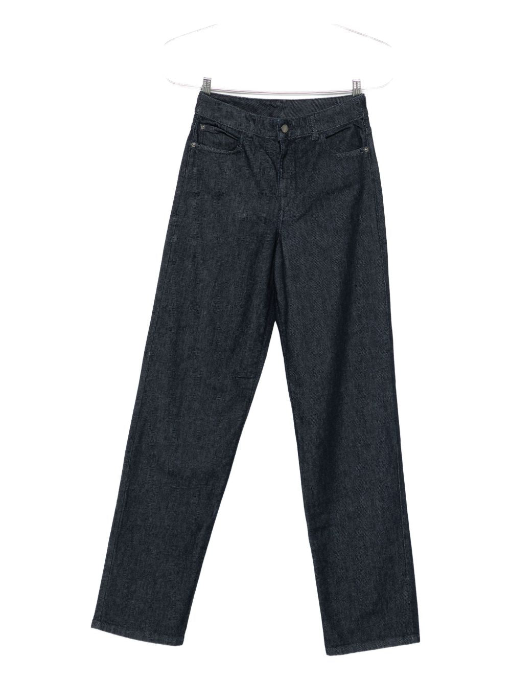 Emporio Armani Wide-leg Denim Jeans With Front And Back Pockets In Black