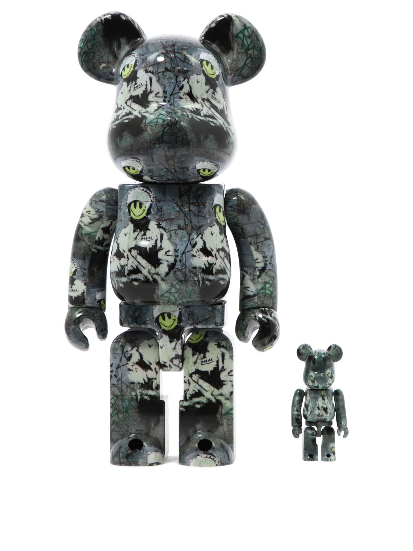 Medicom Toy Set "riot Cop Brandalism X Banksy" Be@rbrick 400% And 100% In Black