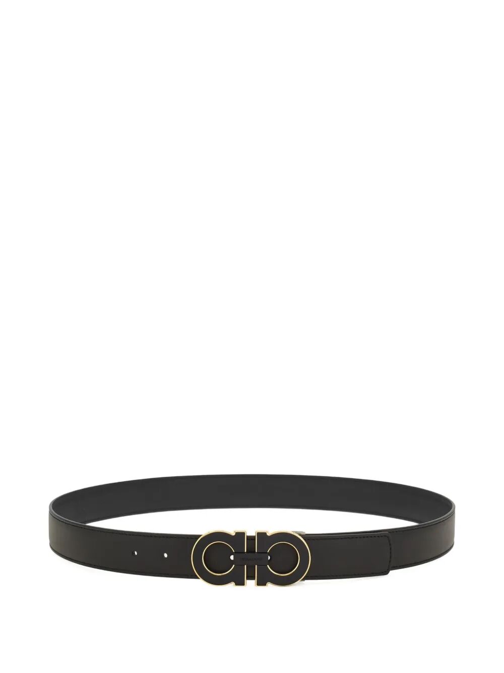 Ferragamo Reversible And Adjustable Double Gancini Belt In Black