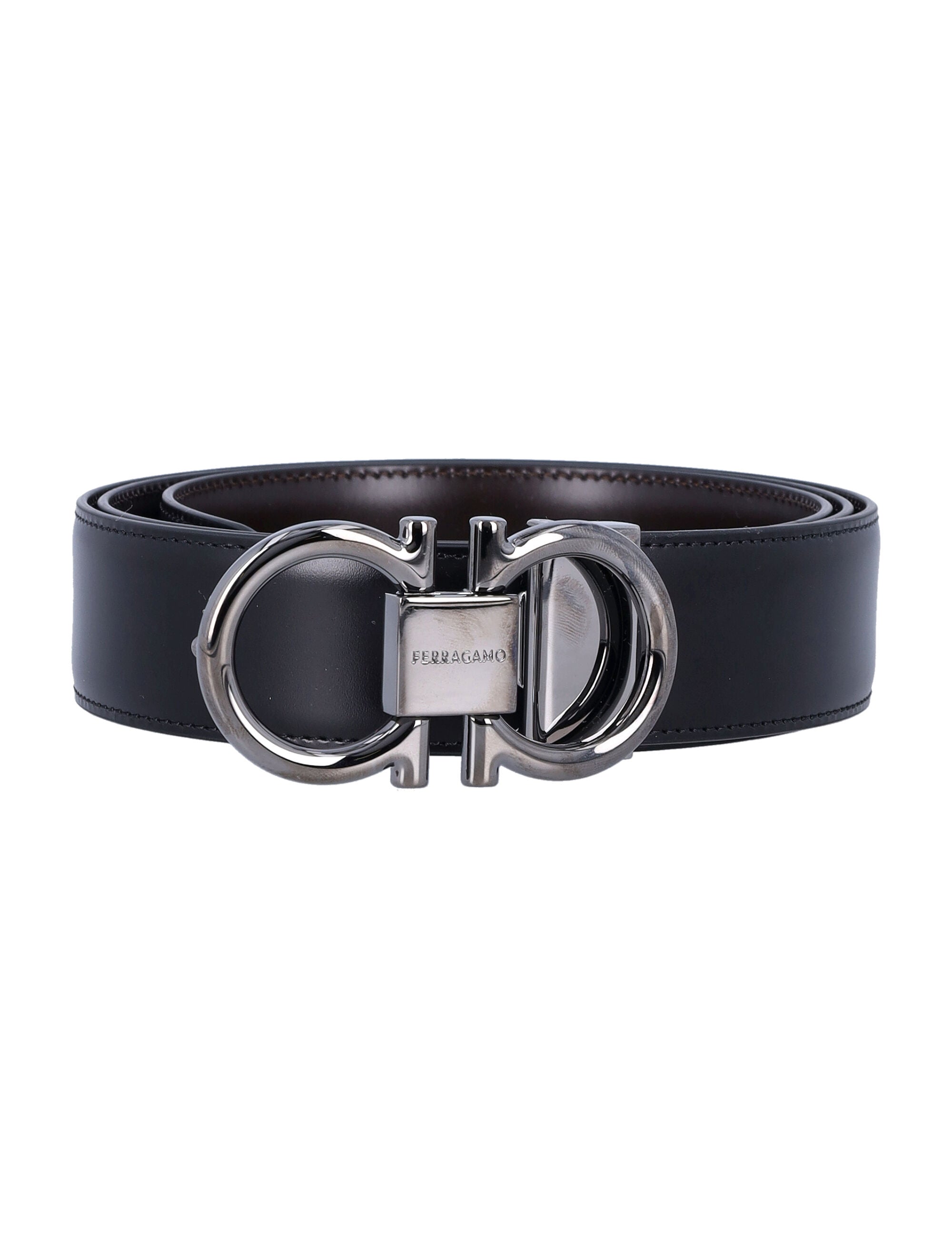Ferragamo Reversible And Adjustable Gancini Belt In Blue