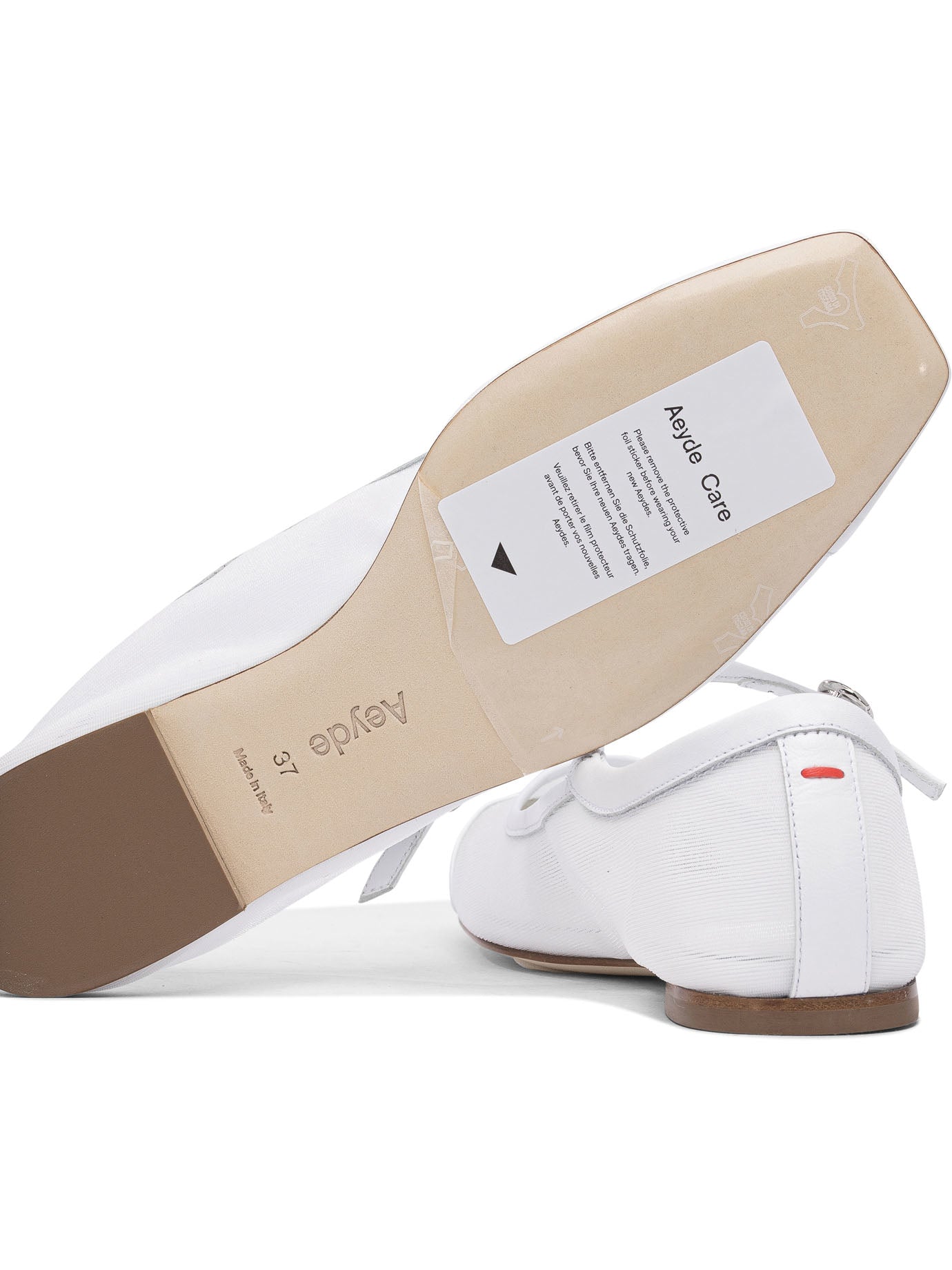 Aeyde Round Toe Ballerina Shoes With Contrast Piping In White