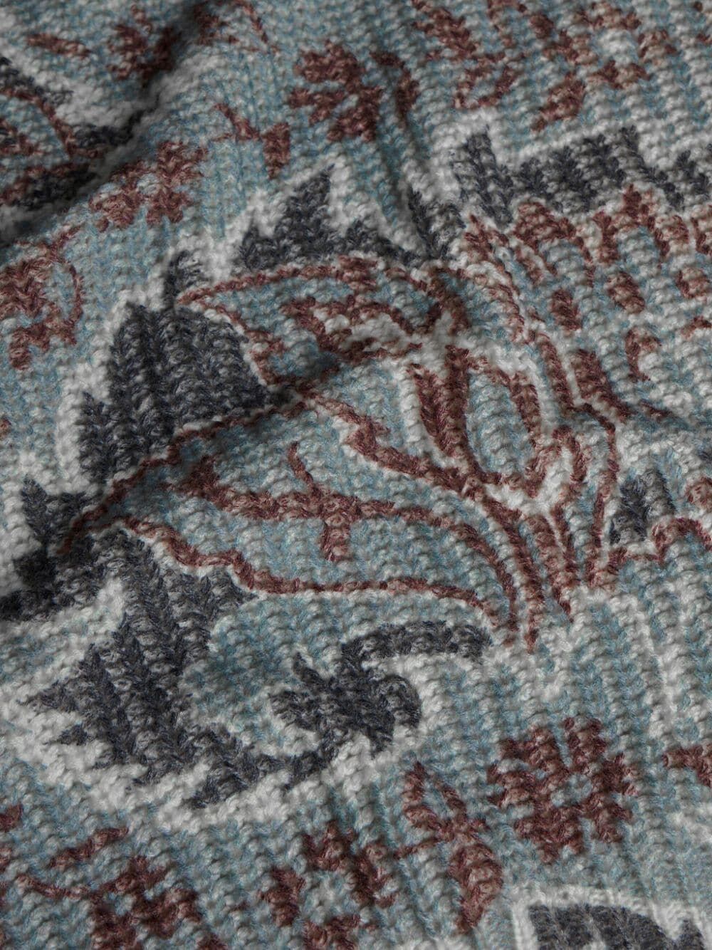 Etro Grey Floral Print Knitted Wool Sweater