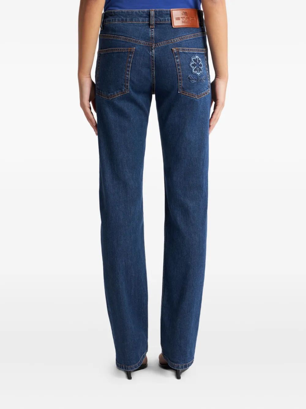 Etro Jeans With Embroidered Rear In Blue