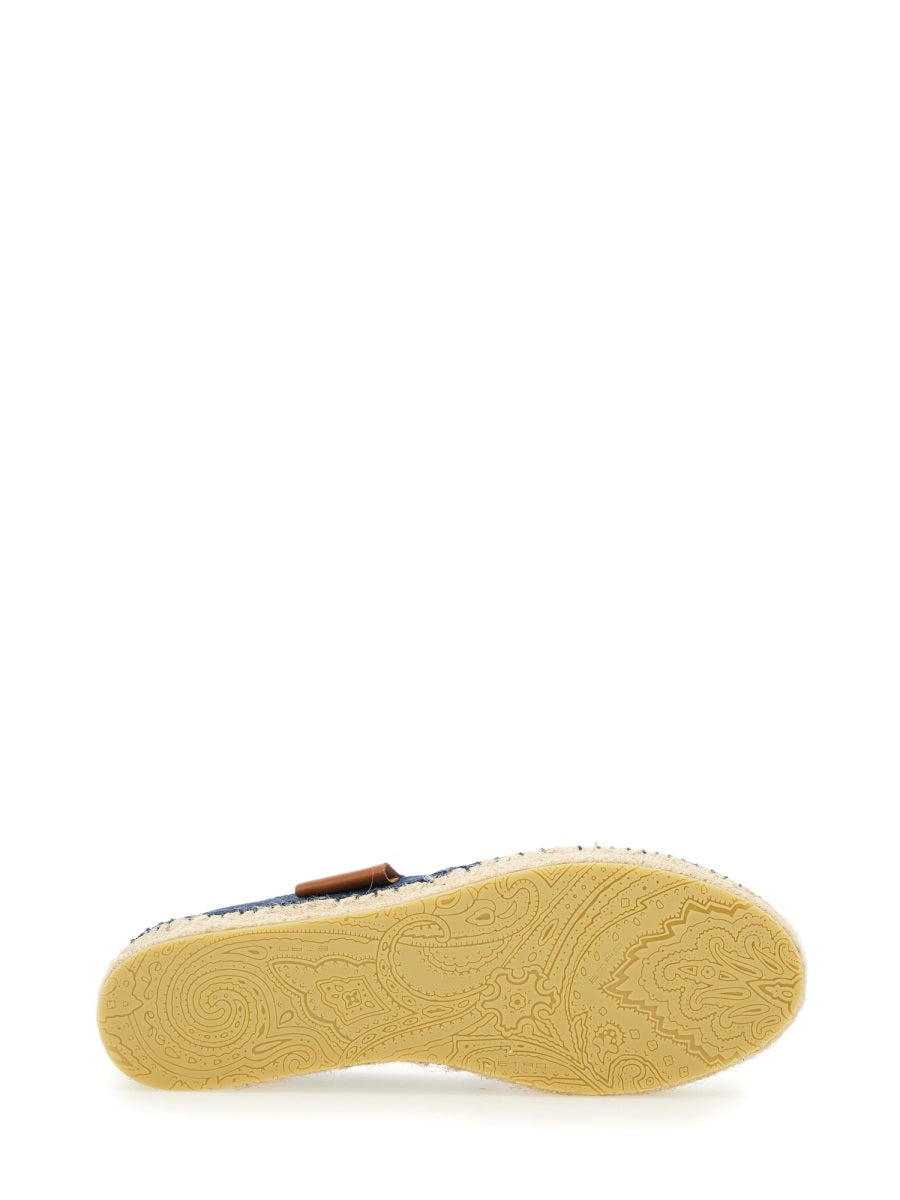 Etro Paisley Denim Jacquard Platform Espadrilles