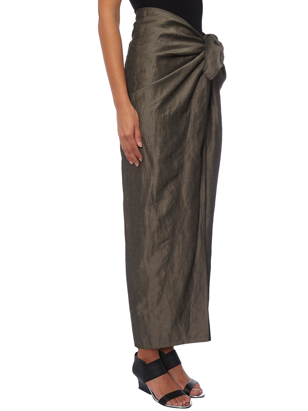 Divka Cotton And Linen Long Skirt With Zip