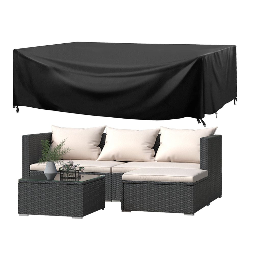 Image of 4 Pieces Rattan Garden Furniture Outdoor Patio Set with Coffee Table and Washable Cushions, Black / With Cover