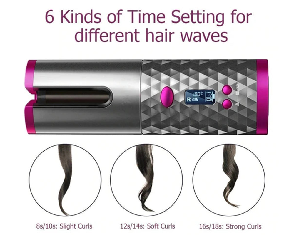Wireless Hair Curler with Adjustable Curling Time