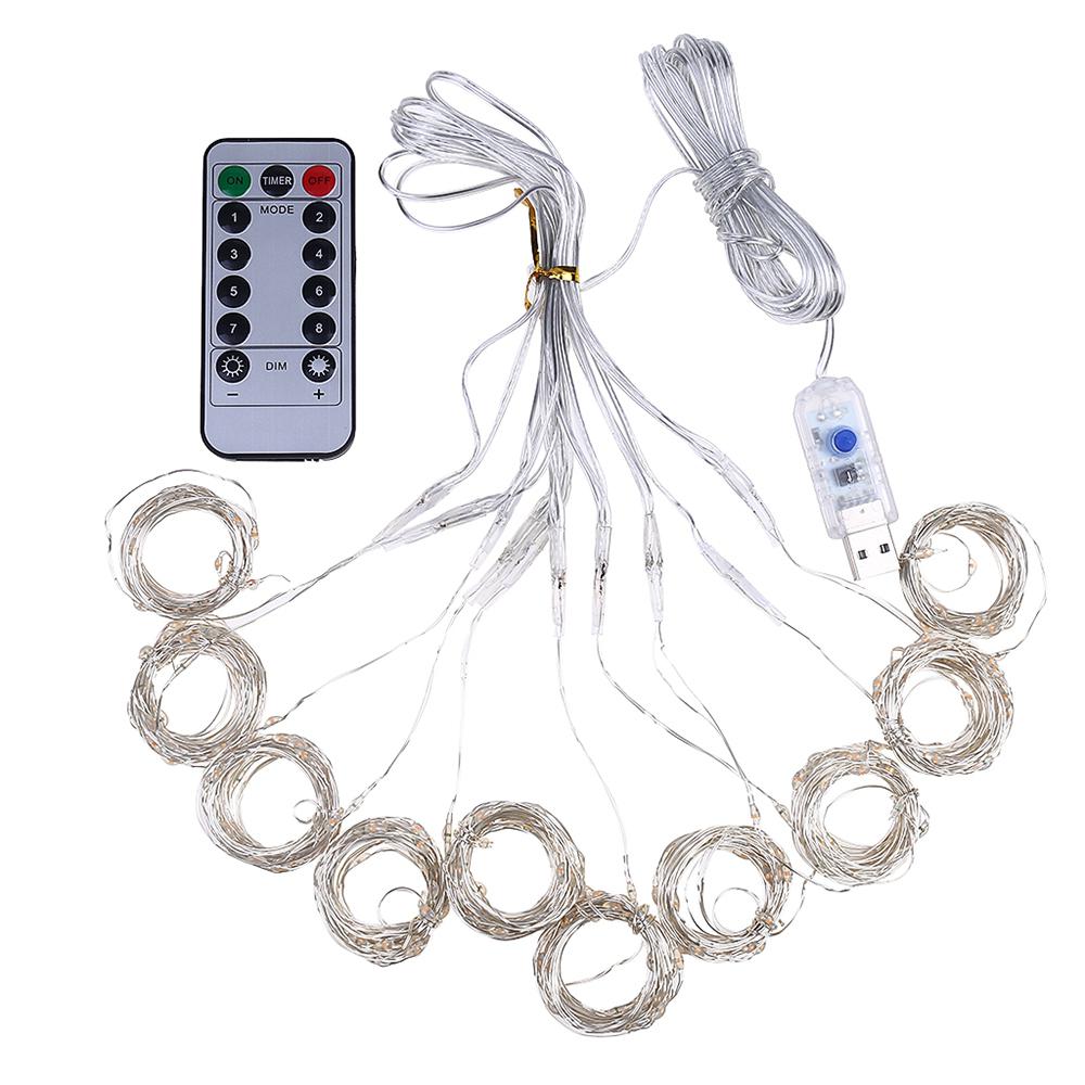 Image of 3Mx1M LED Curtain String Lights Remote Control 8 Modes Decorative Fairy Light for Christmas Party, Warm White
