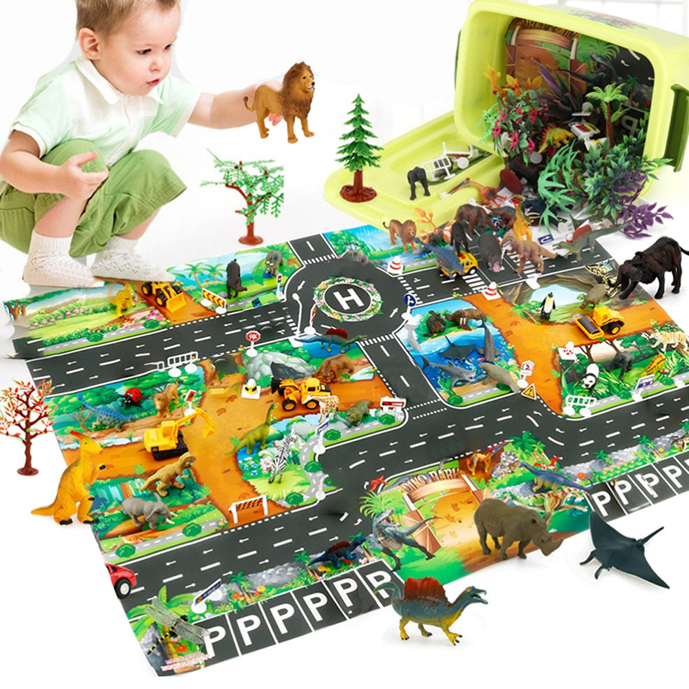 Image of Kids Dinosaur Paradise Play Mat Children Dinosaur Crawling Carpet Playmat Puzzles