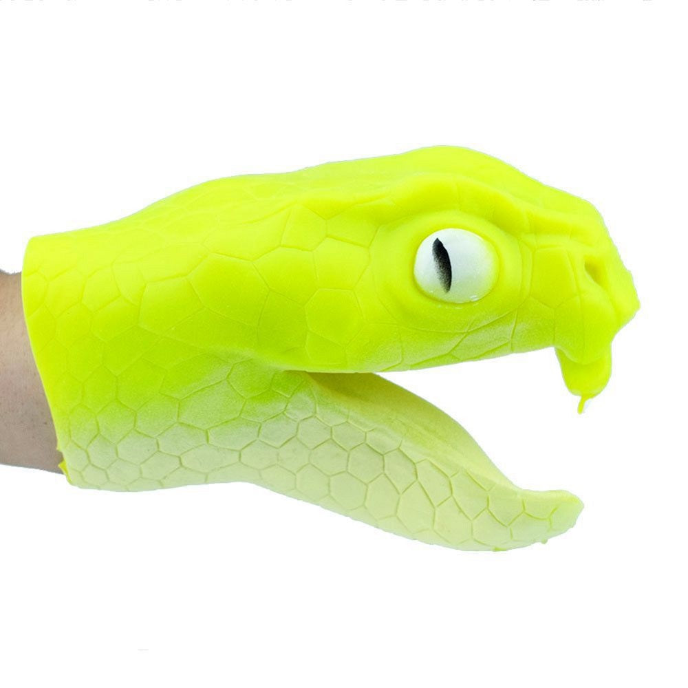 Image of Kids Silicone Dinosaur Hand Puppet Gloves Story Telling Dinosaur Viper Snake Toy, Light Green Viper