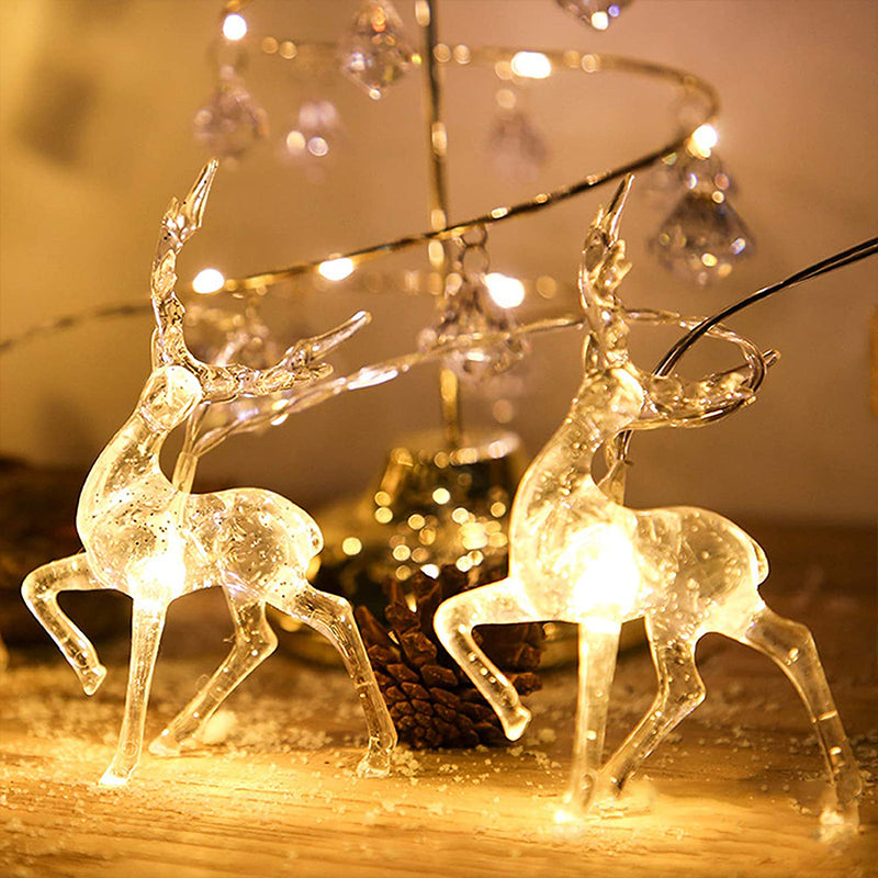 Image of Christmas Reindeer String Lights 6 Meters 40 LED Light Indoor Outdoor Decoration, Warm White