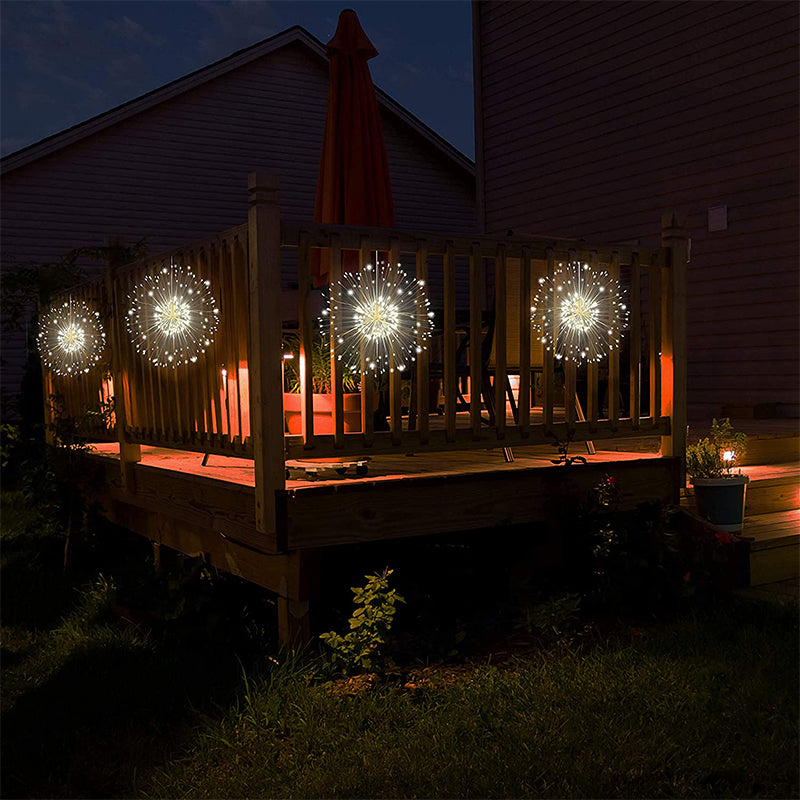 Image of 180 LED Solar Firework Starburst Hanging Lights 8 Modes Christmas Decoration