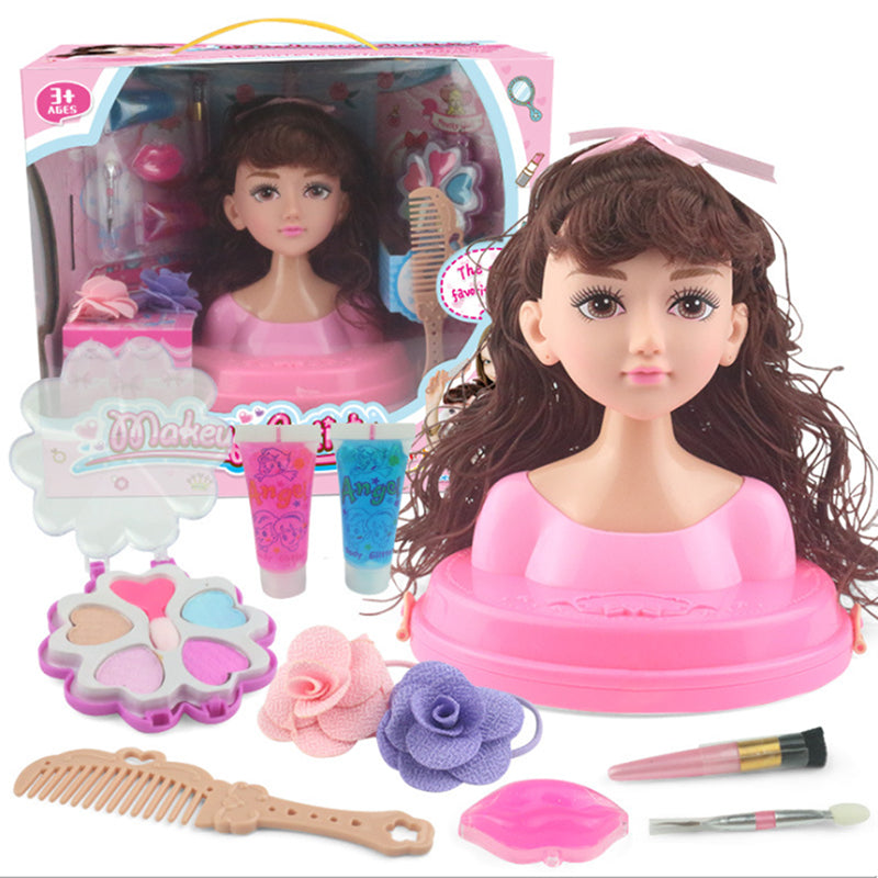 Image of Children's Practice Simulation Barbie Doll Makeup Toy Set, Wavey Hair with Air Bangs