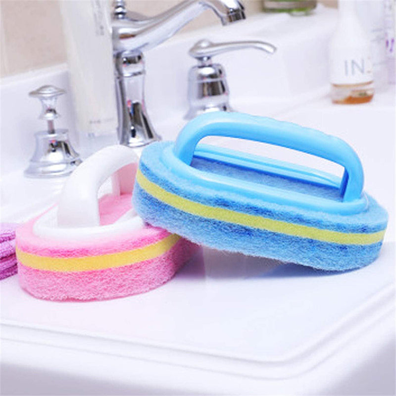 Image of 5Pcs Decontamination Sponge Brush with Handle Household Cleaning Bathtub Scrubber