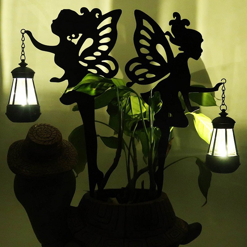 Image of 2PCS Fairy Statue Solar Angel Garden Lantern Bouquet Decoration