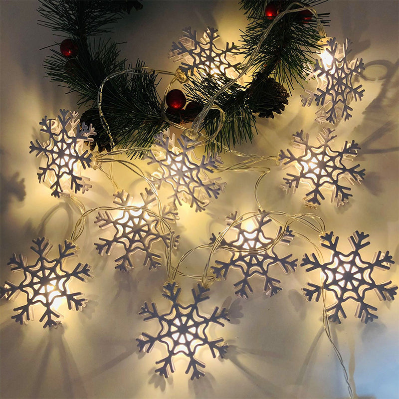 Image of 10/20 LEDs String Light Xmas Tree Snowman Santa Claus String Lights, Snowflake / 3M 20 LED - USB
