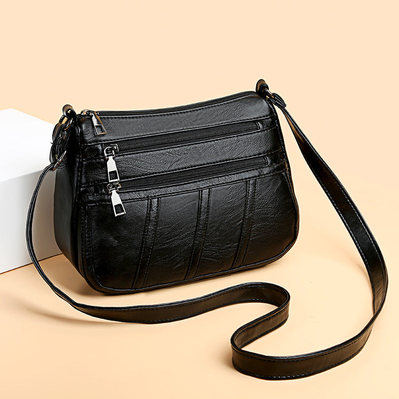 Image of Fashion Womens PU Shoulder Bag Simple Mother Multi-pockets Crossbody Bags, Black