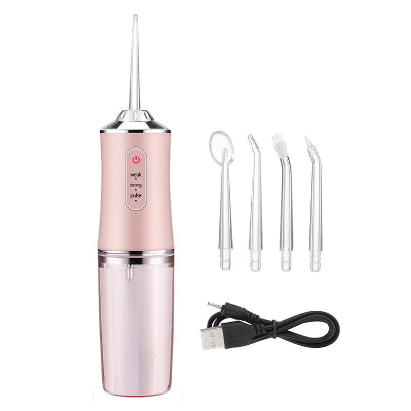 Image of Dental Oral Irrigator Portable Deep Tooth Cleaning Water Jet Flosser, Pink