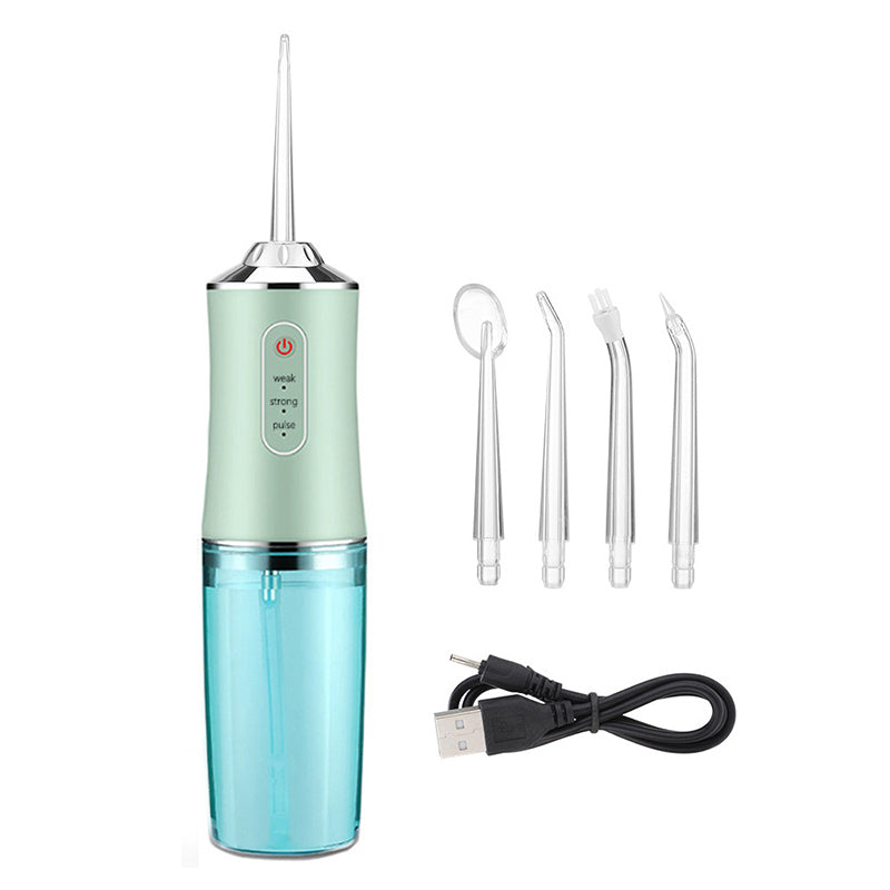 Image of Dental Oral Irrigator Portable Deep Tooth Cleaning Water Jet Flosser, Green