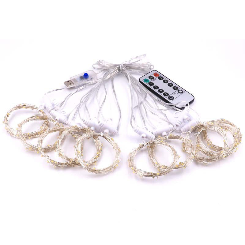 Image of LED Remote Control USB 8 Modes Rainbow Curtain String Lights, 1.5*2m 210 LED