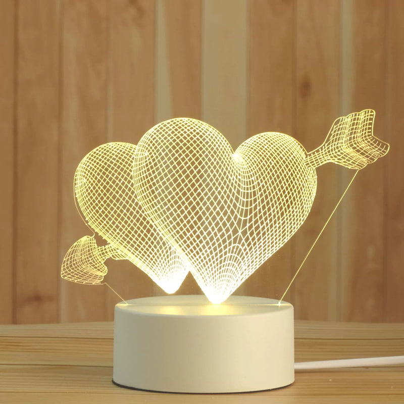 

Acrylic LED Night Light 3D Illusion LED Lamp Bedroom Decoration Lighting for Valentine's Day Christmas Gift for Girl Kids - Type 5