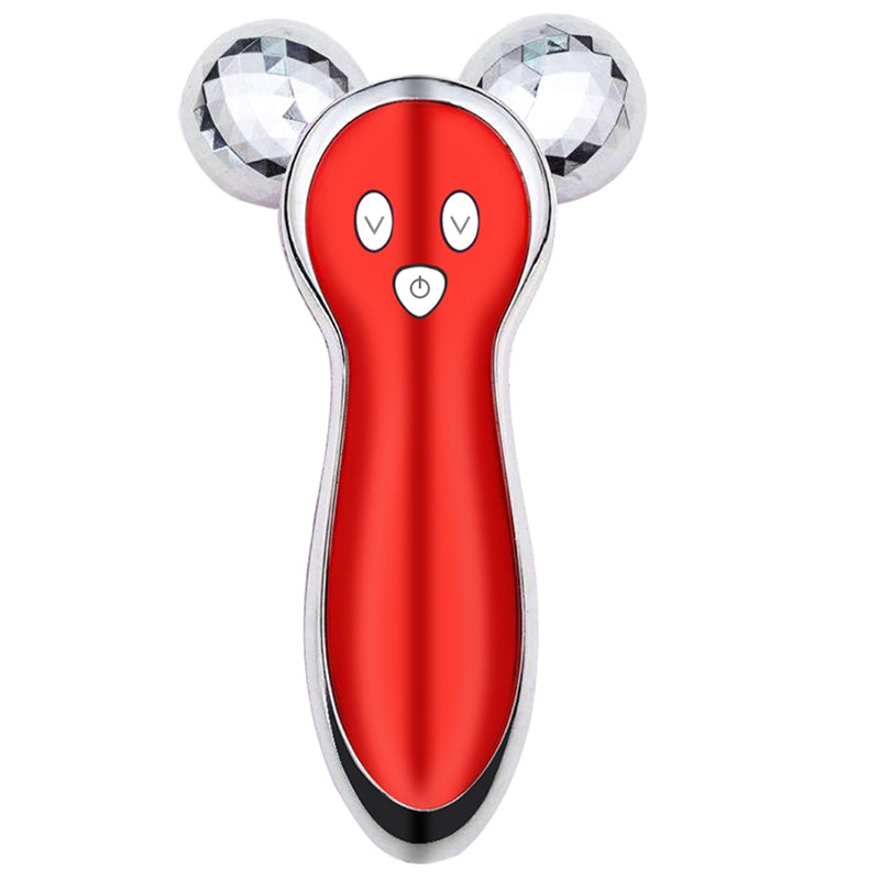 Image of Multi-function Vibration 360 Degree Rotate Microcurrent Roller Facial Massager, Red