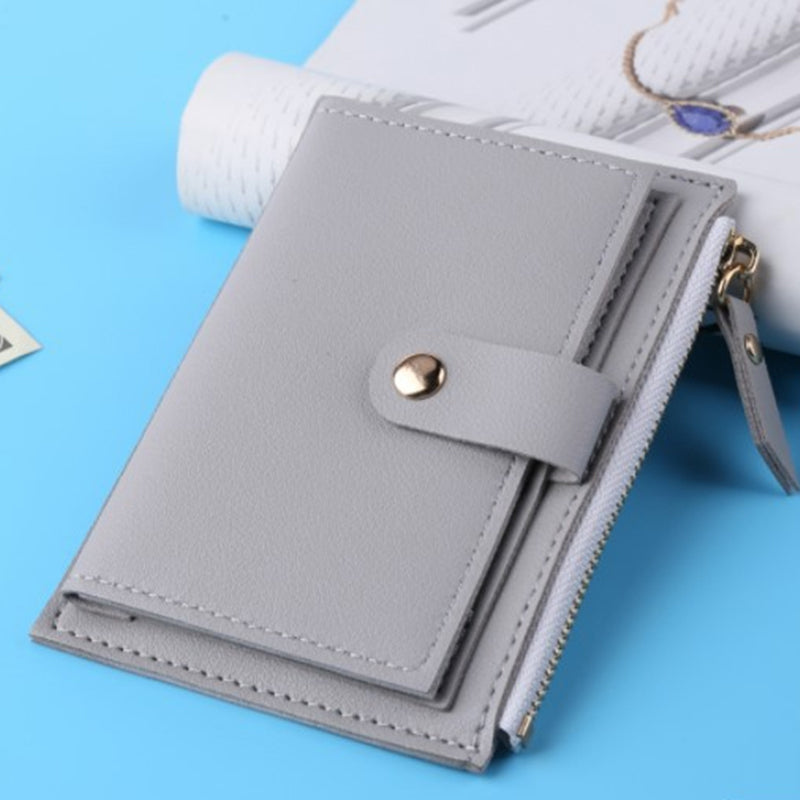 Image of Minimalist Fashion Unisex Card Holder Small Coin Purse, Light Grey