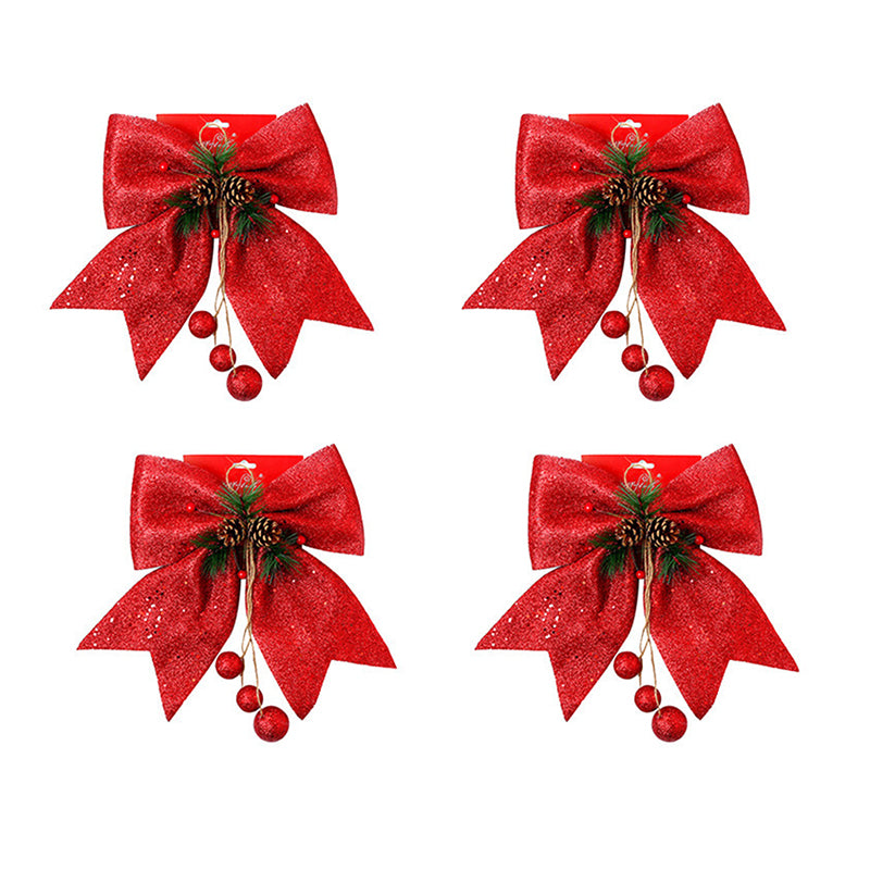 Image of 4Pcs/Set Bowknot Christmas Tree Decoration Gift Wrapping Accessories, Red