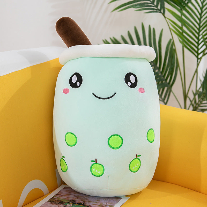 Image of Bubble Tea Boba Pearl Milk Tea Plush Hug Pillow Toy, 35cm / Green Apple