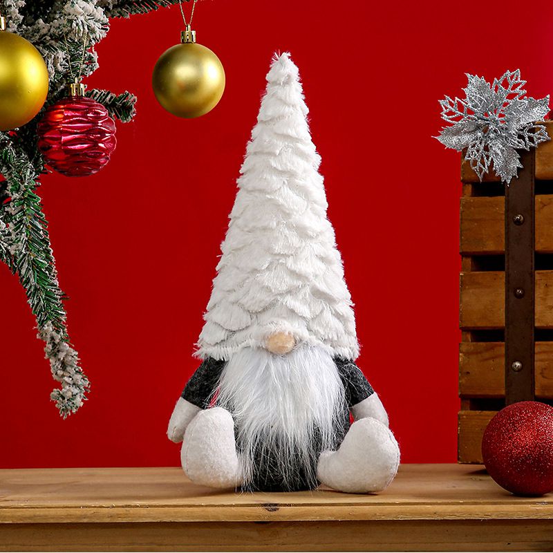 Image of Christmas Faceless Gnome Plush Doll Xmas Home Decoration, Sitting & White