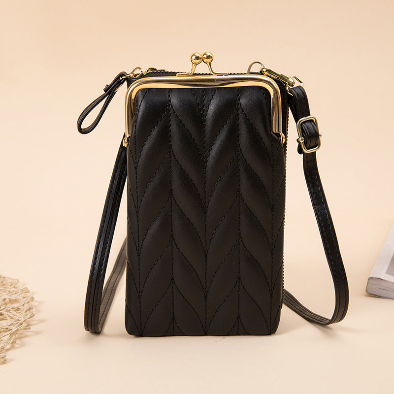 Image of Fashion Zipper Pure Color Simple Mini Wild PU Leather Purse, Black