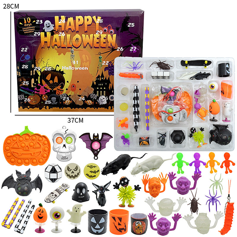 Image of Halloween Decompression Toy Set Countdown Calendar Blind Box Funny Toys, A