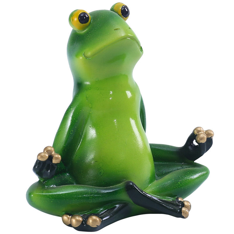 Image of Green Yoga Frog Miniature Figurines Garden Decor Craft Ornaments, A